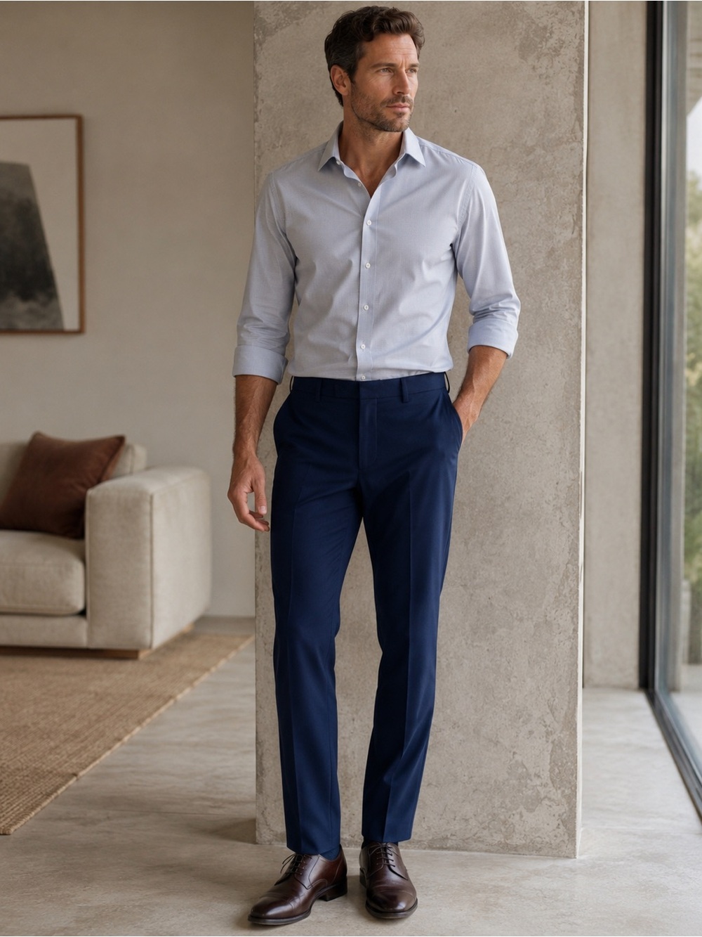 Theory Mayer Men’s Navy Wool Stretch Dress Pants 34x28*